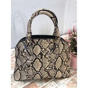 A New Day Brown Beige Snake Print Handbag Purse double handles Small 11"x8"